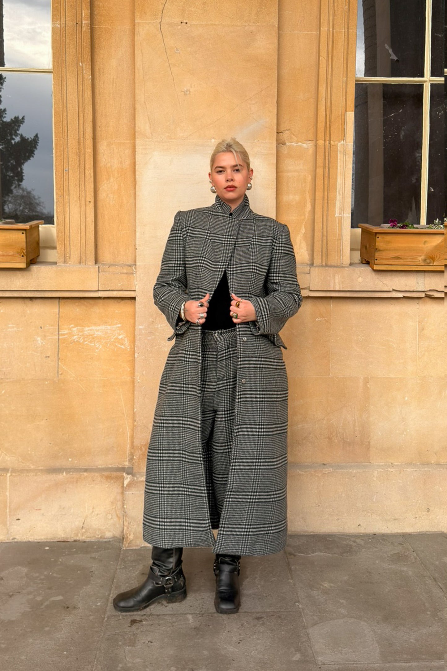 GREY WOOL TRENCH COAT