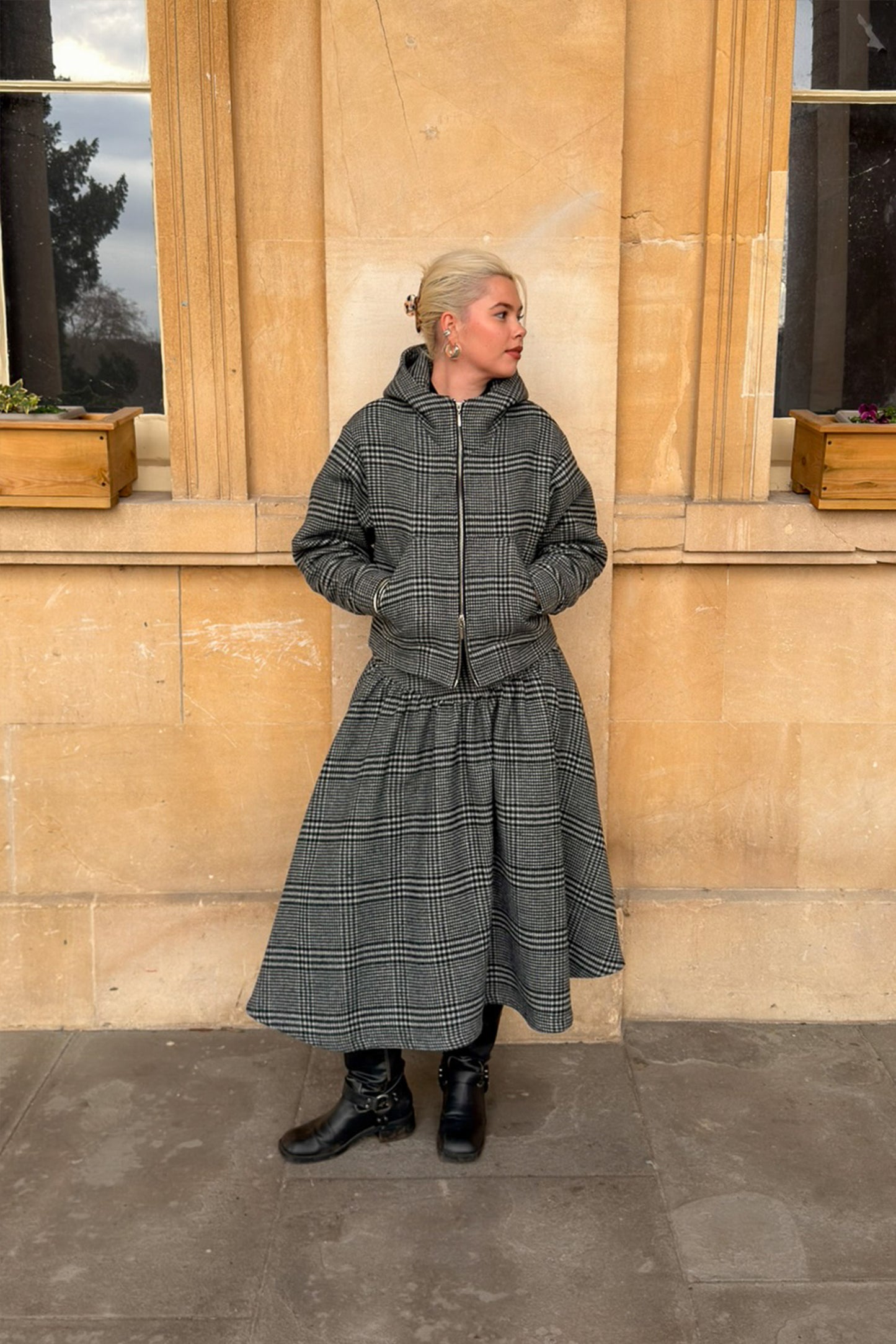 GREY WOOL ZIP HOODIE