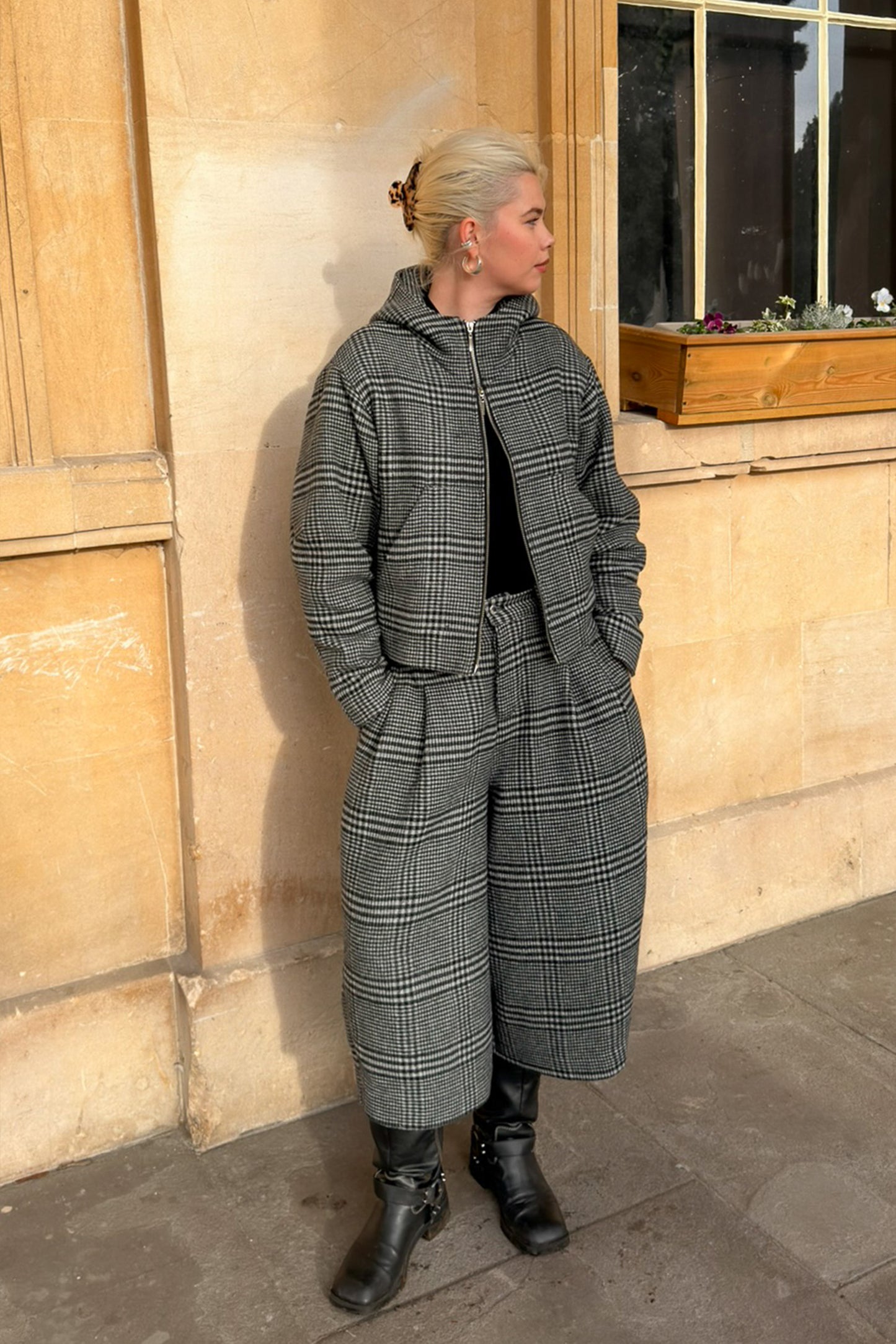 GREY WOOL ZIP HOODIE