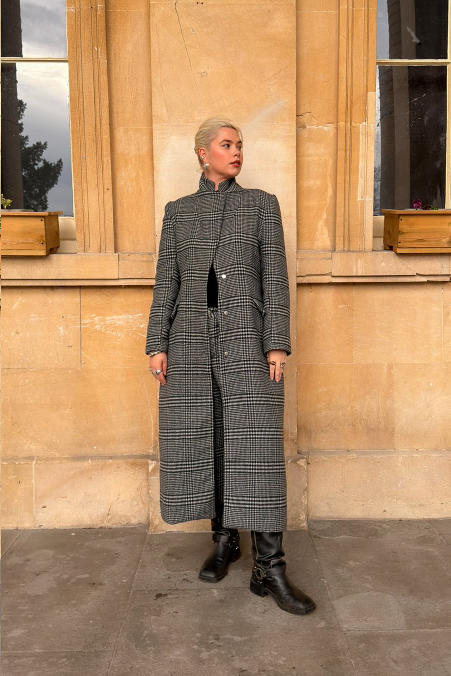 GREY WOOL TRENCH COAT