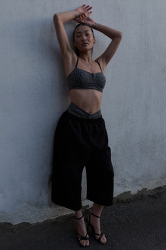 GREY CHECK WOOL BRALETTE