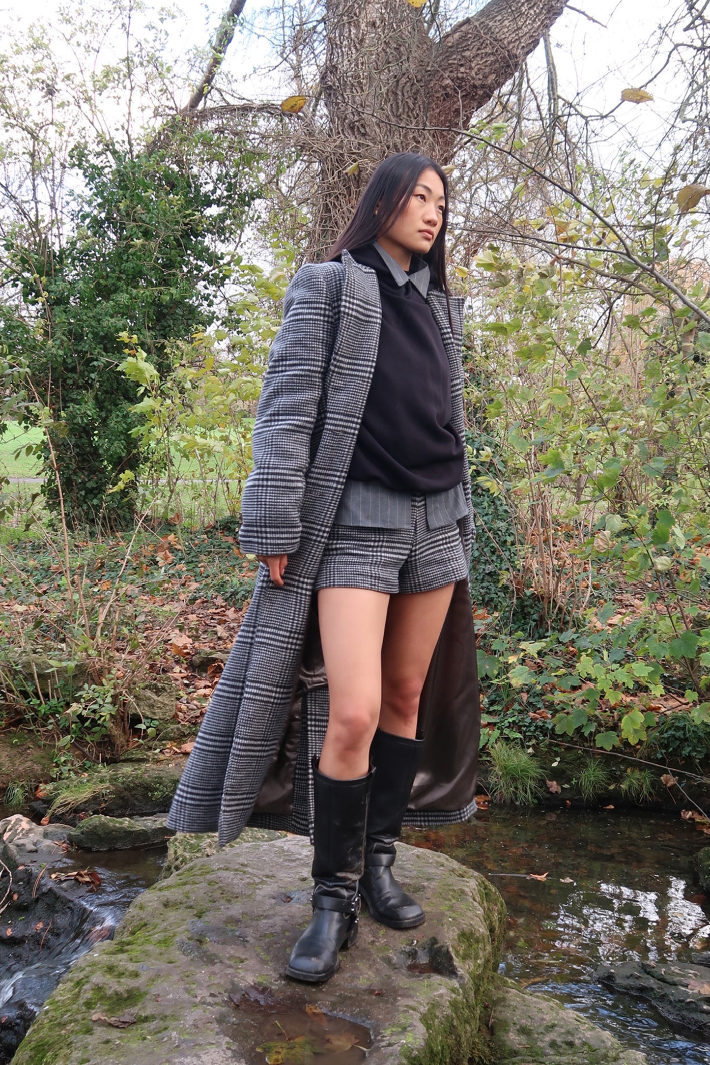 GREY WOOL TRENCH COAT