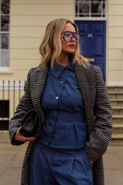 LIGHT WASH BLUE ASYMMETRIC SHIRT