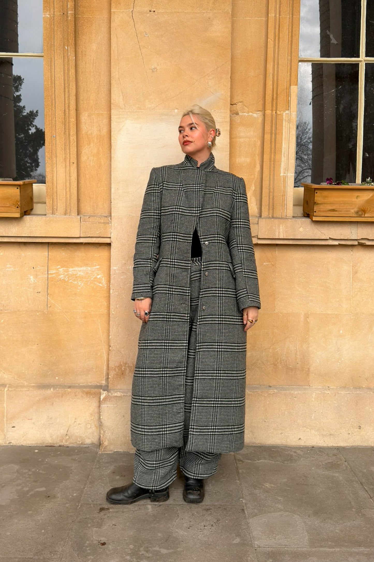GREY WOOL TRENCH COAT