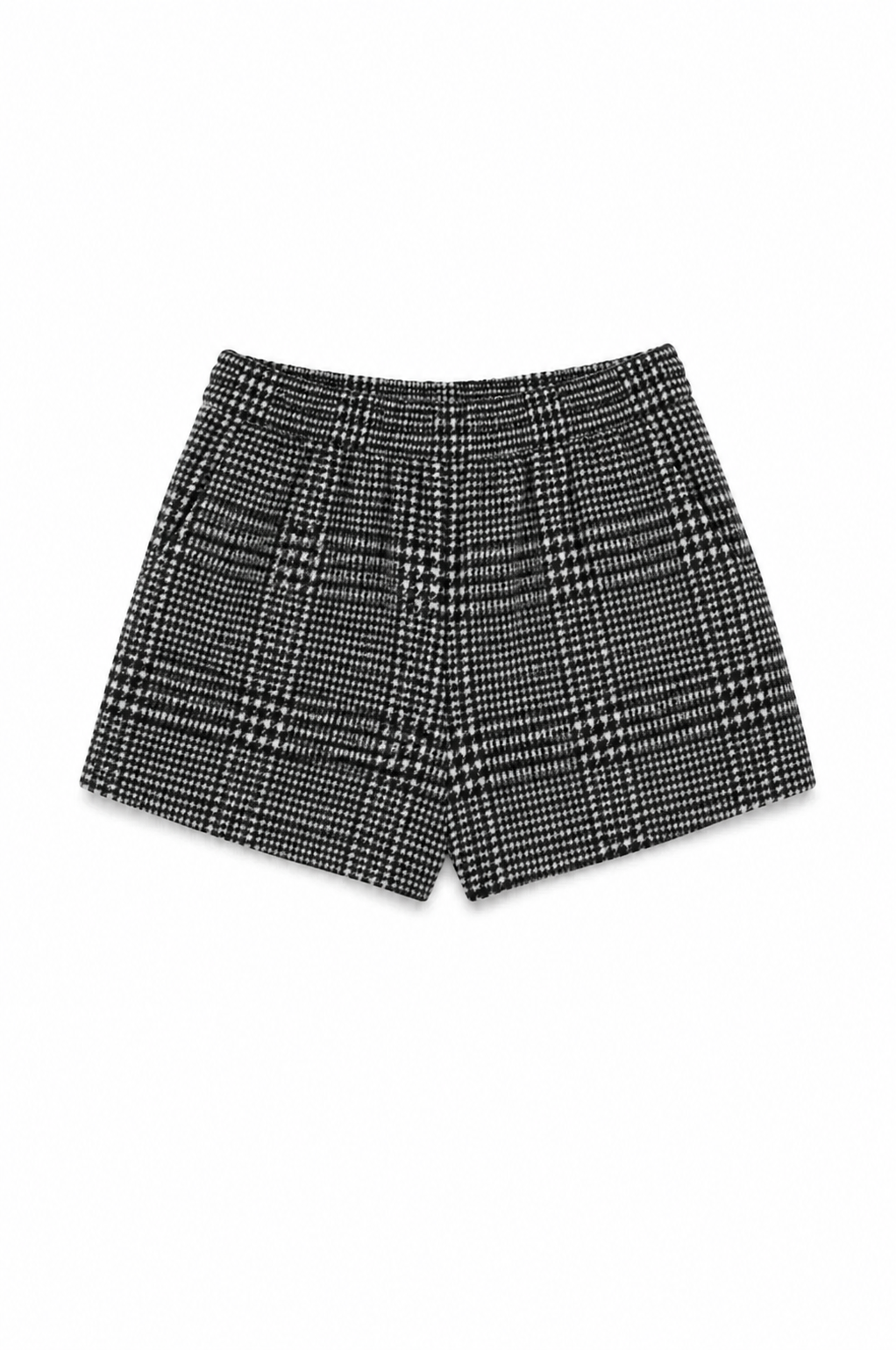 GREY CHECK WOOL SHORTS