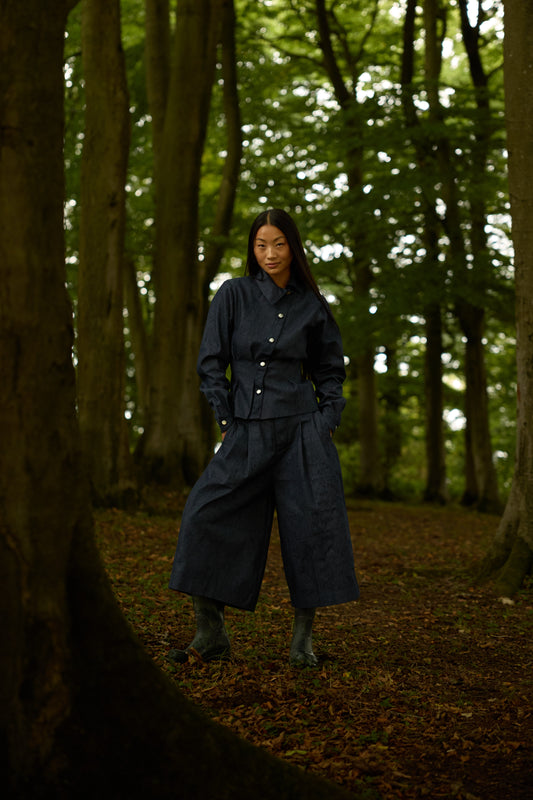 BLUE DENIM BUNDLE (SHIRT & CROPPED TROUSER)