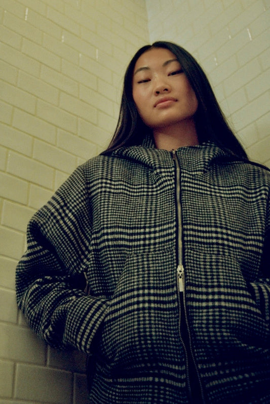 GREY WOOL ZIP HOODIE