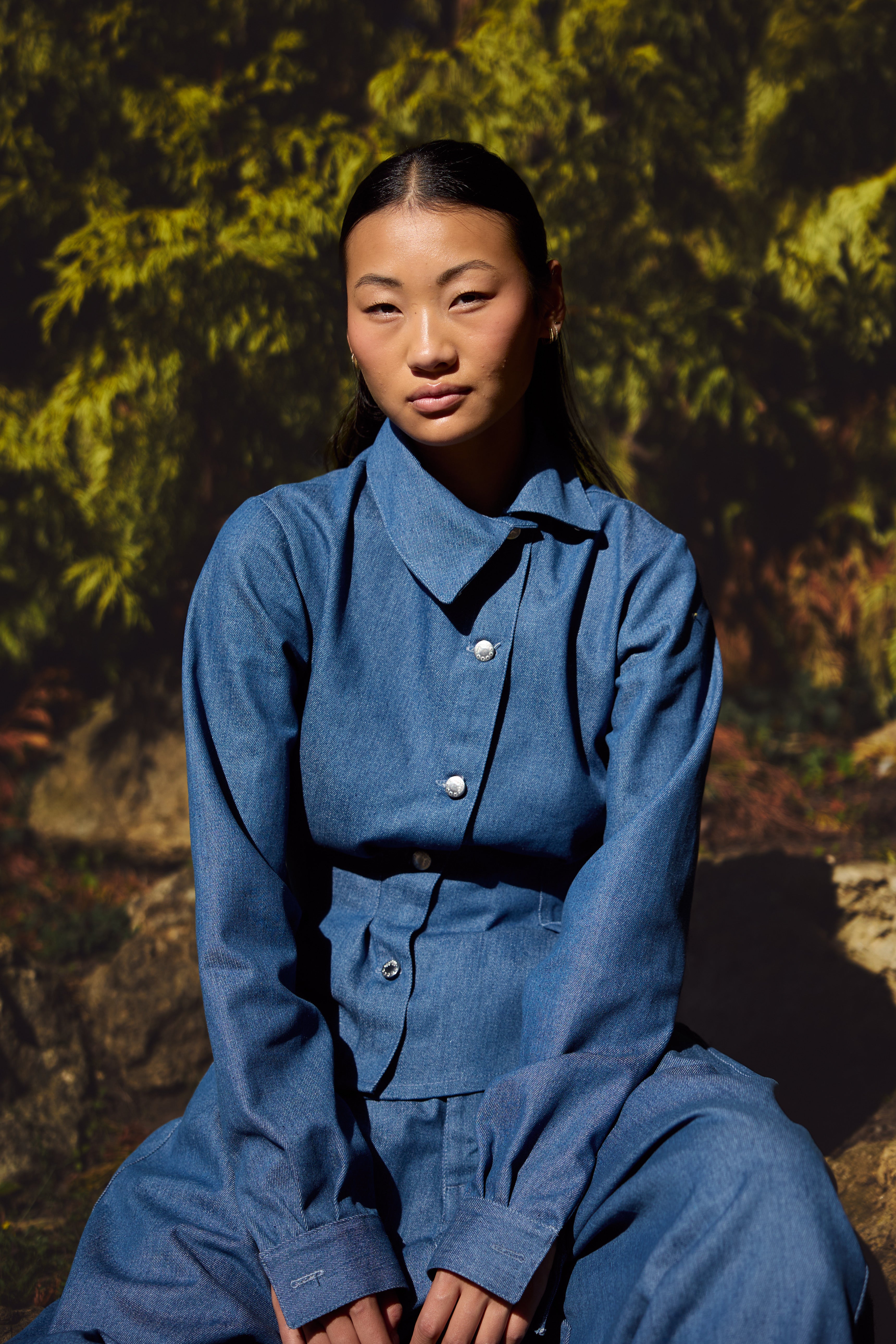 LIGHT BLUE ASYMMETRIC SHIRT