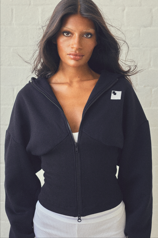 Essential Black Zip Hood