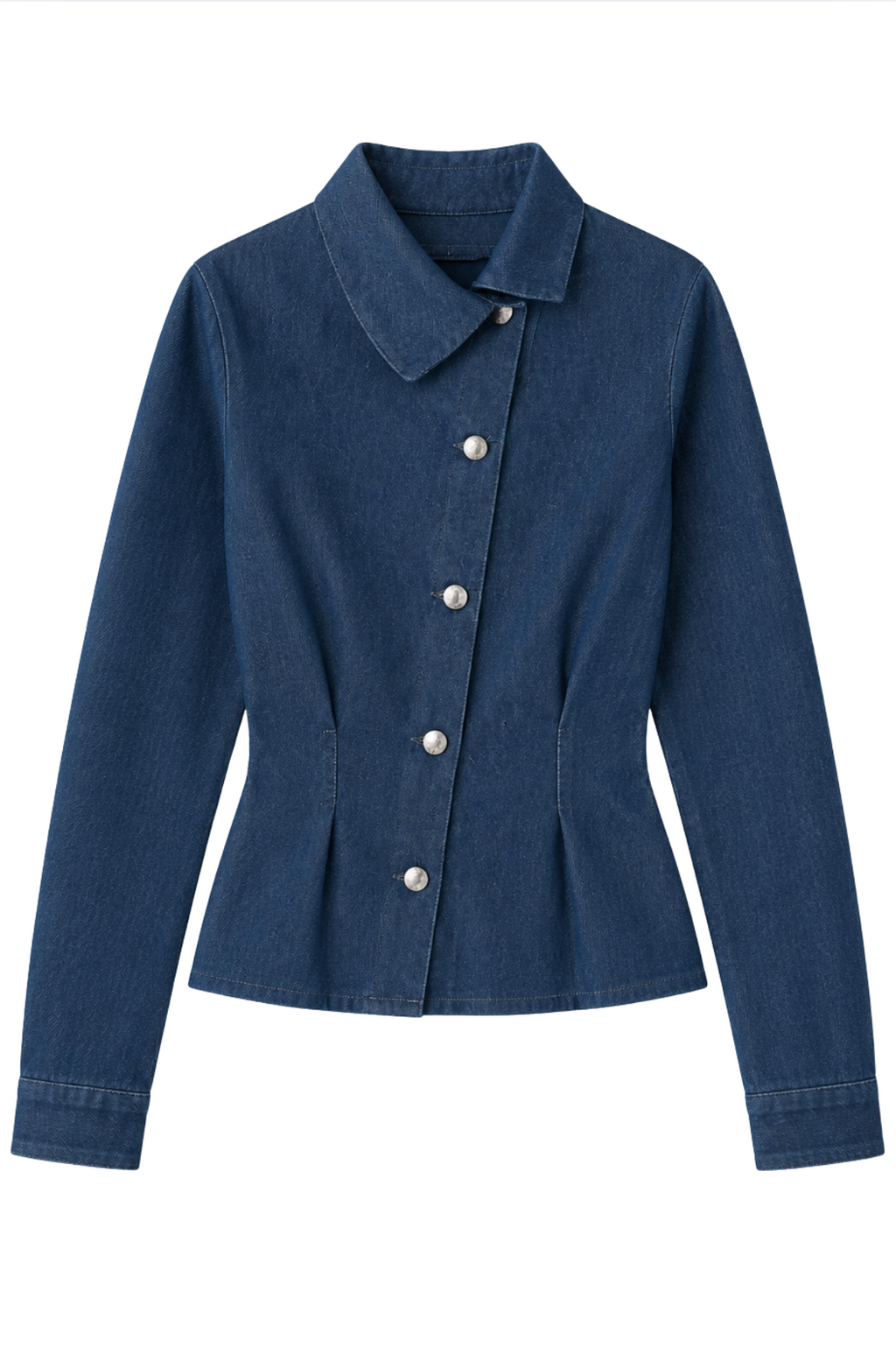 LIGHT WASH BLUE ASYMMETRIC SHIRT