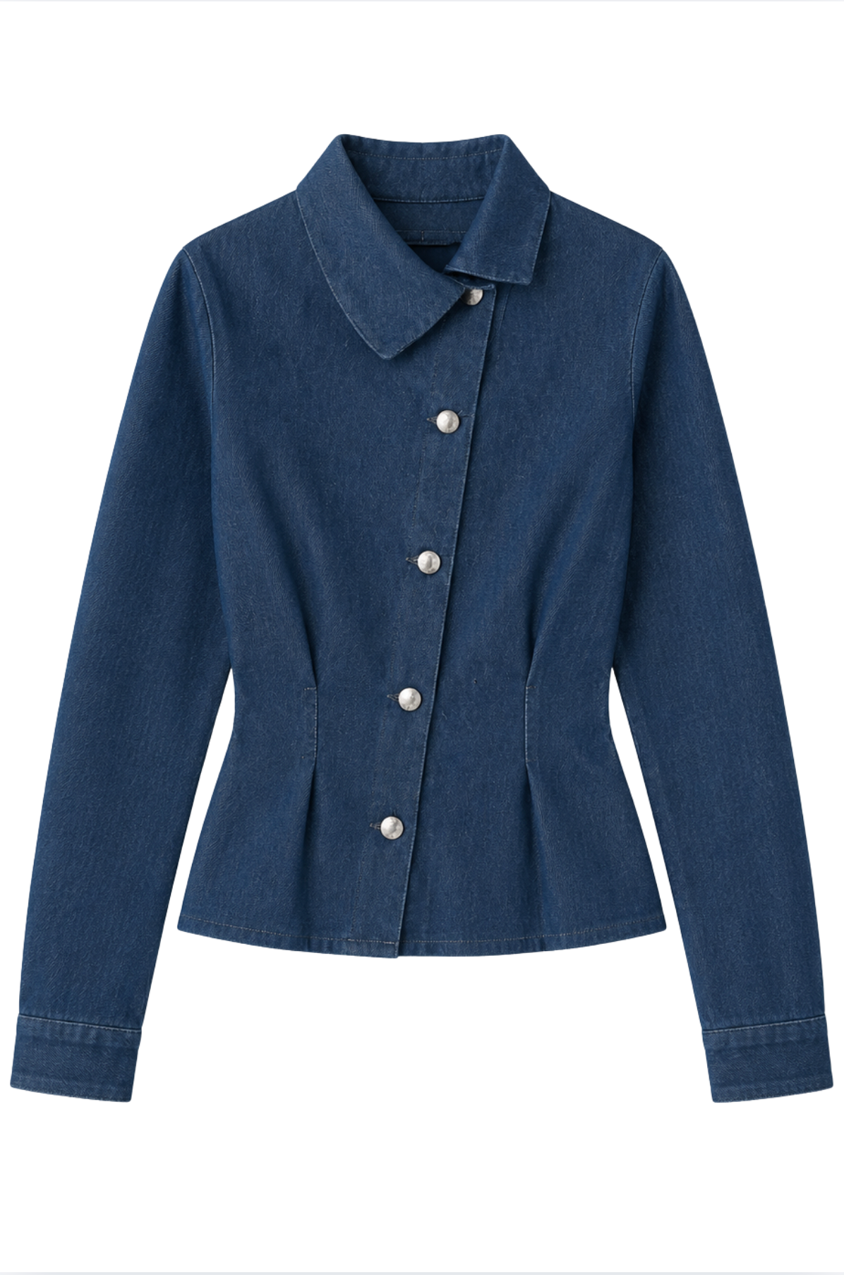 LIGHT WASH BLUE ASYMMETRIC SHIRT