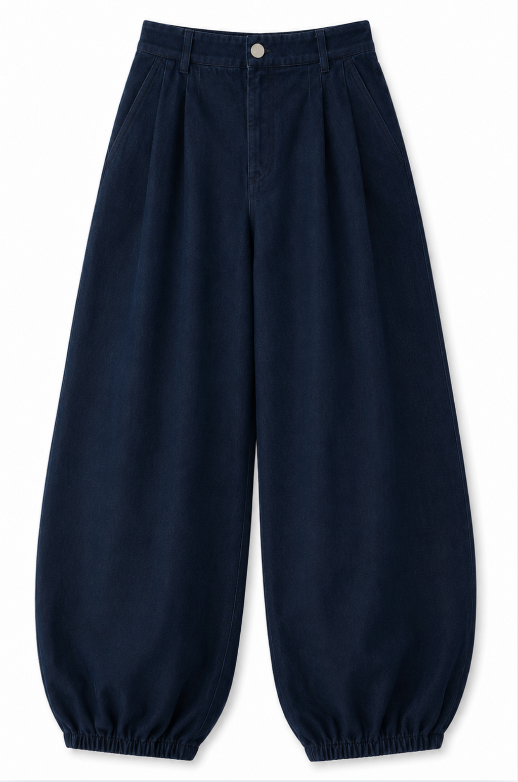 MID BLUE DENIM BARREL TROUSER