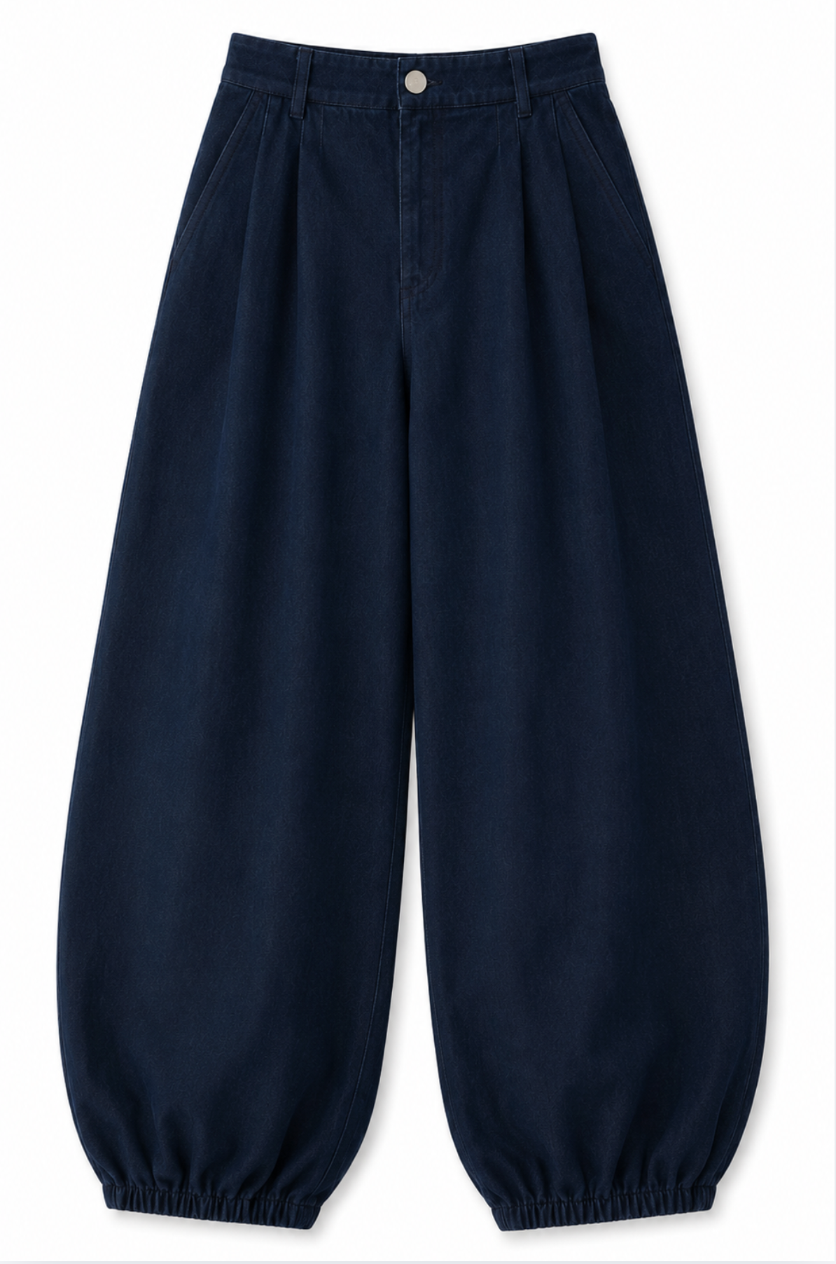 MID BLUE DENIM BARREL TROUSER