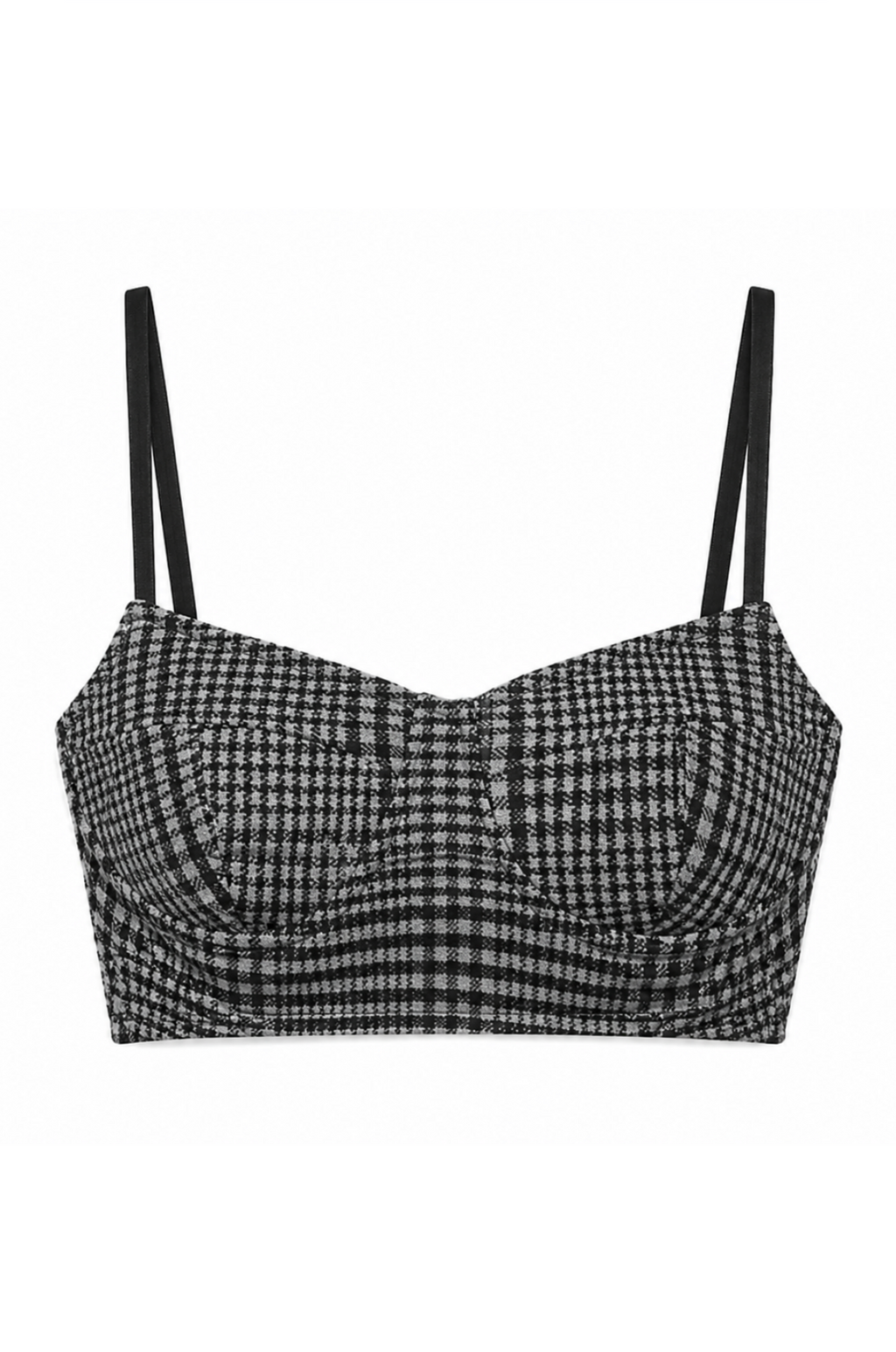 GREY CHECK WOOL BRALETTE