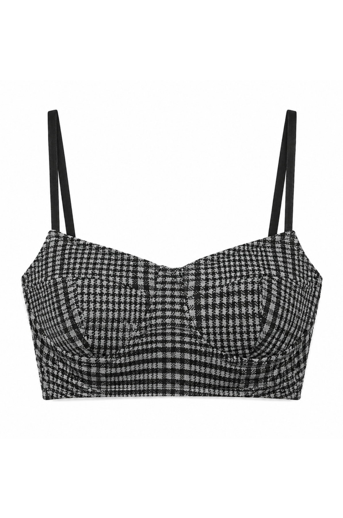 GREY CHECK WOOL BRALETTE