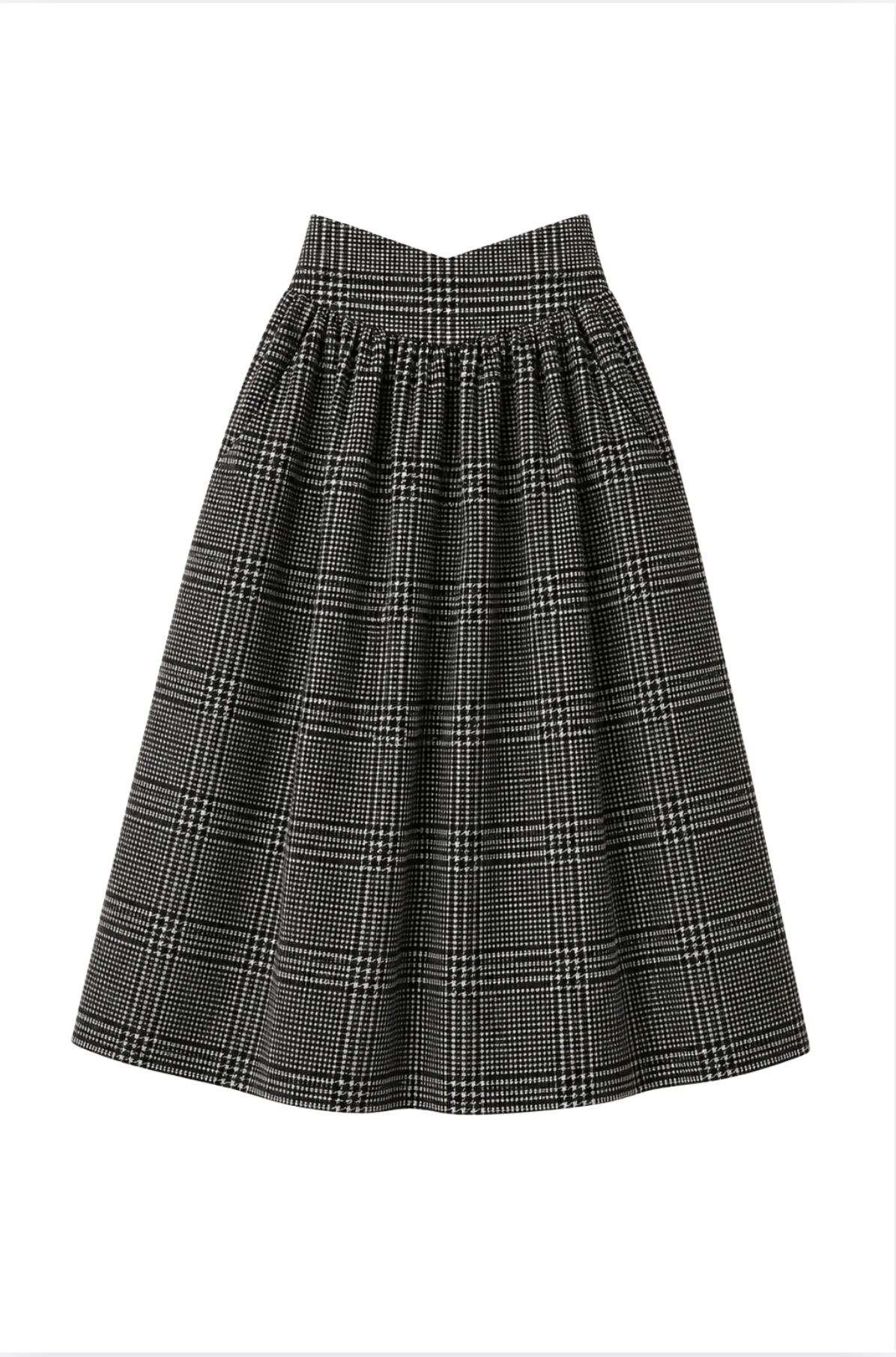 GREY CHECK WOOL SKIRT