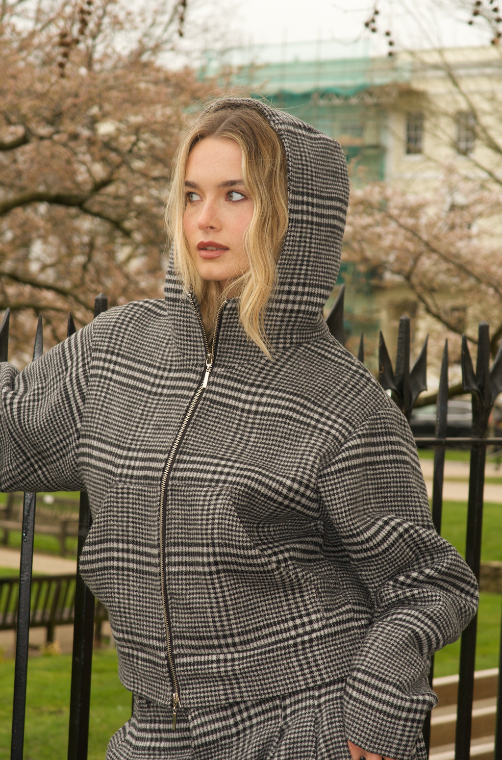 GREY WOOL ZIP HOODIE