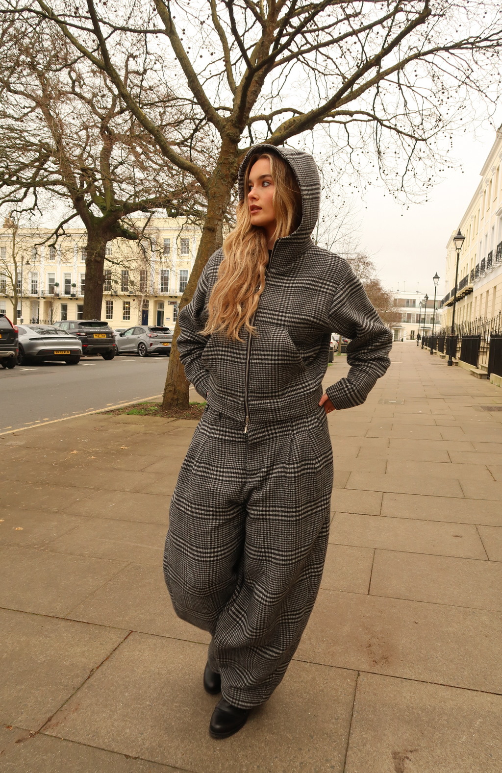 GREY WOOL ZIP HOODIE