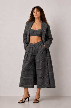 GREY CHECK WOOL BRALETTE
