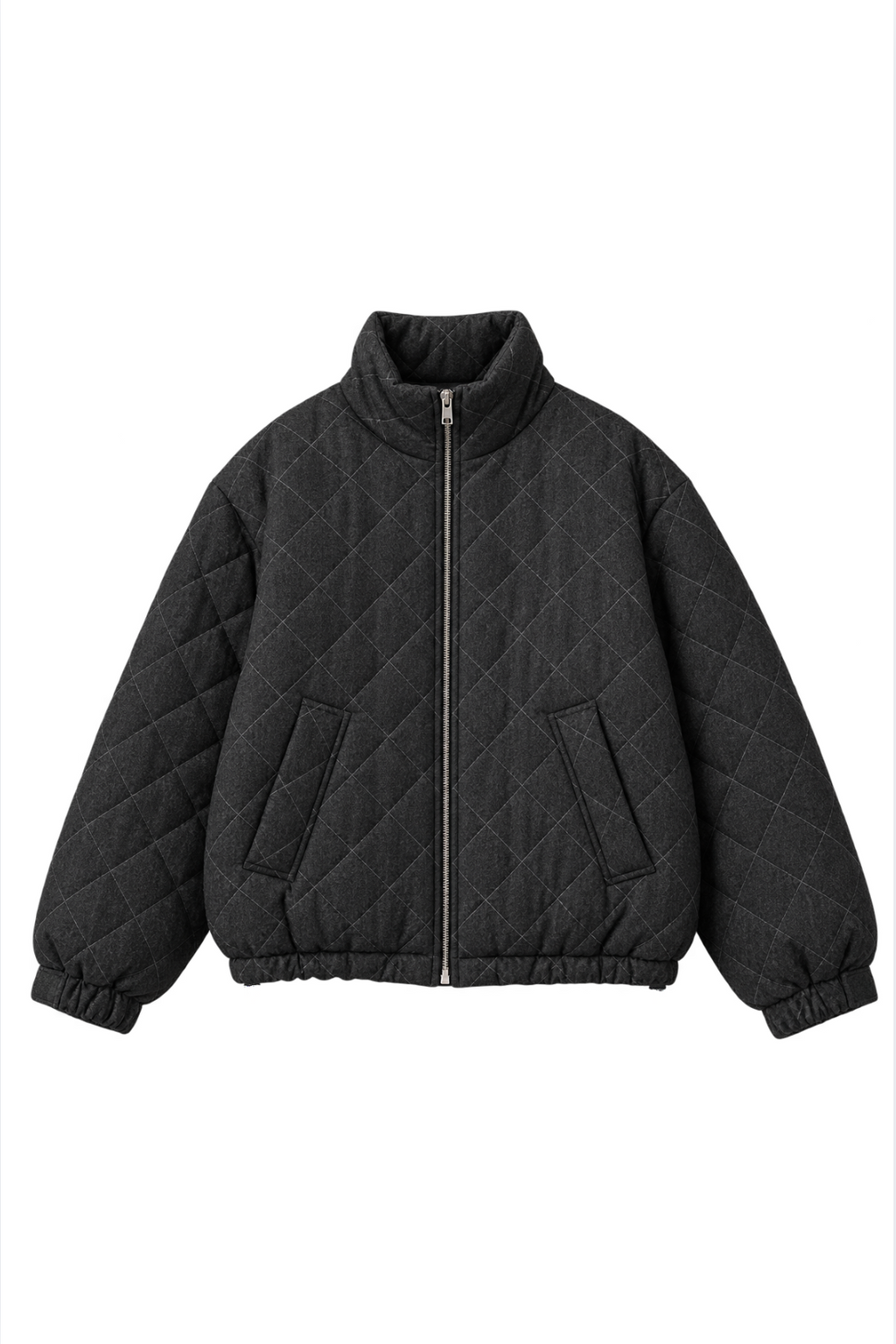QUILTED DENIM BOMBER JACKET