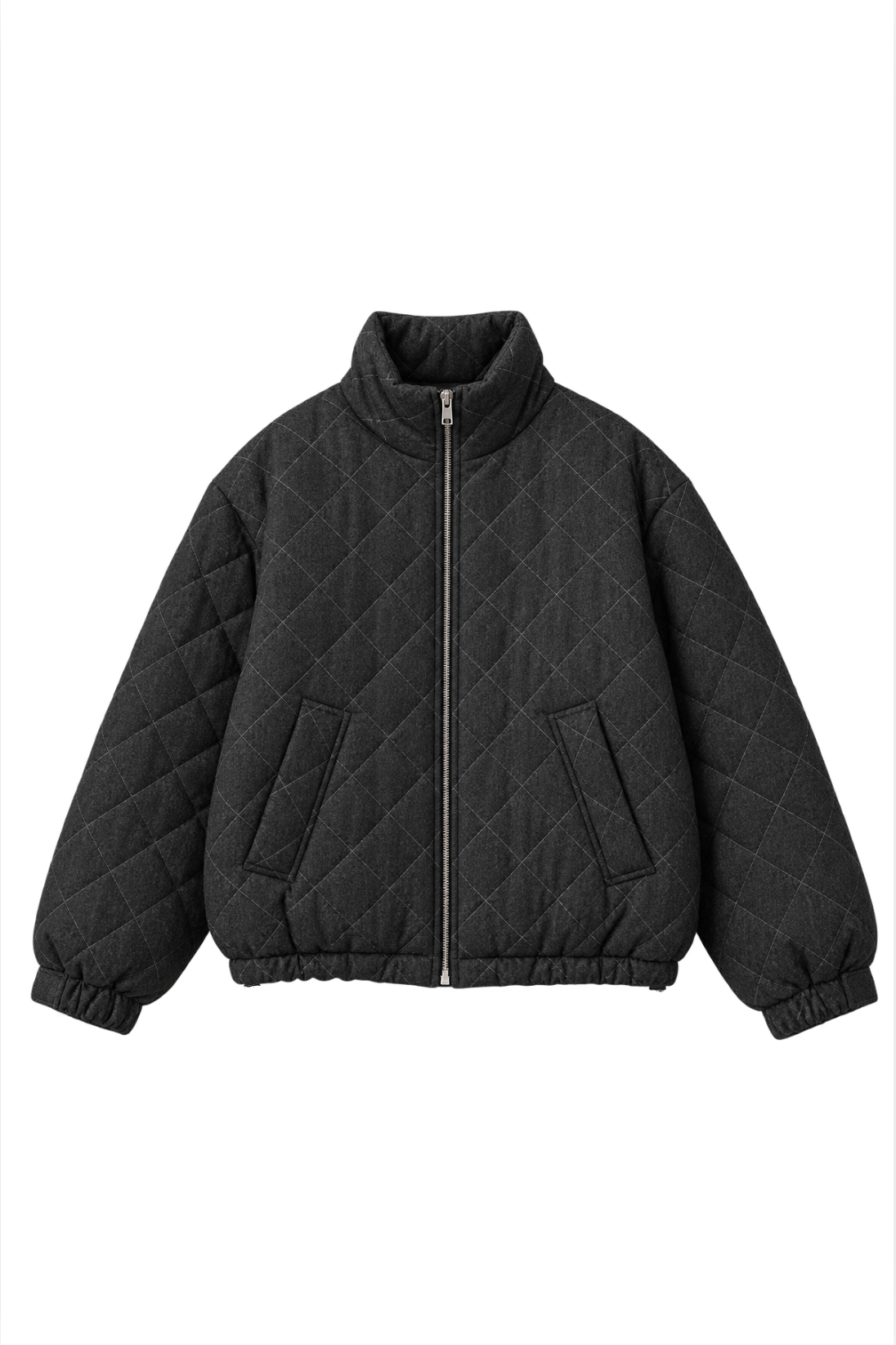 QUILTED DENIM BOMBER JACKET